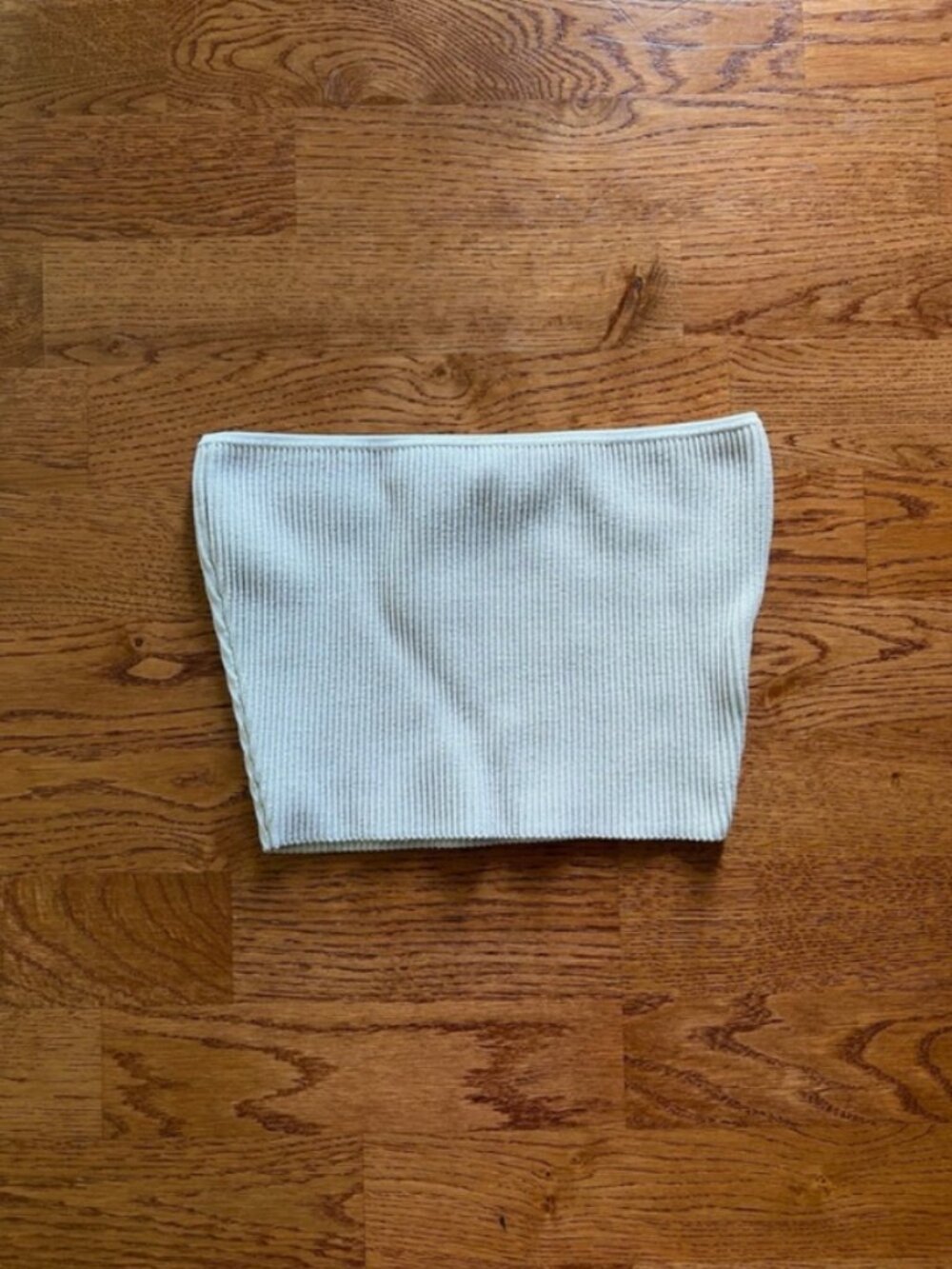 Aritzia Babaton SCULPT KNIT CROPPED TUBE TOP XS Matte Pearl Ivory Beige Ribbed